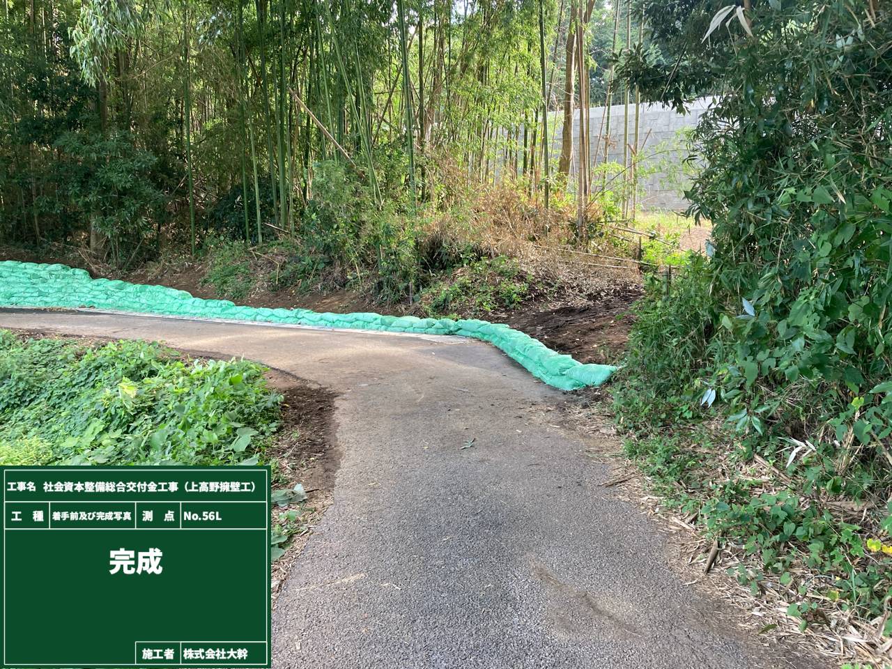 ①完　５６L　　道　左カーブ　土のう　右　あり　向こう擁壁.jpg